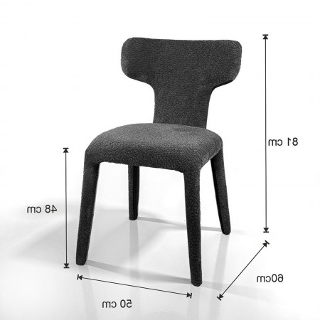 Sedia ILARY ANTRACITE completamente rivestita in tessuto Antracite cm H81 L50 P60