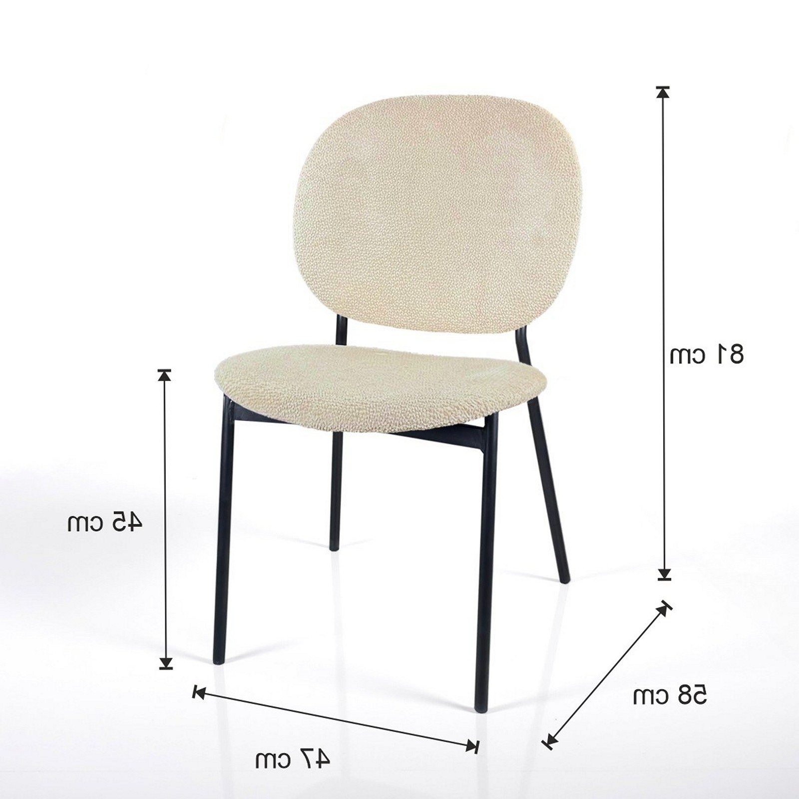 Sedia JADA BEIGE tessuto Beige struttura metallo Nero opaco H81 L47 P58