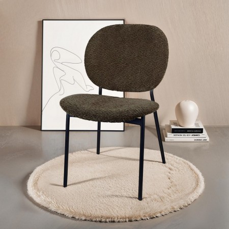 Sedia JADA MARRONE tessuto Marrone struttura metallo Nero opaco H81 L47 P58