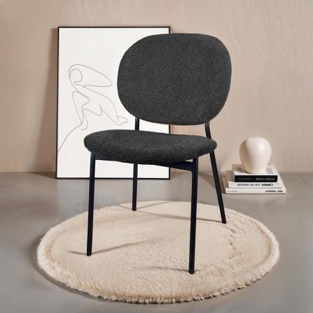 Sedia JADA ANTRACITE tessuto Antracite struttura metallo Nero opaco H81 L47 P58