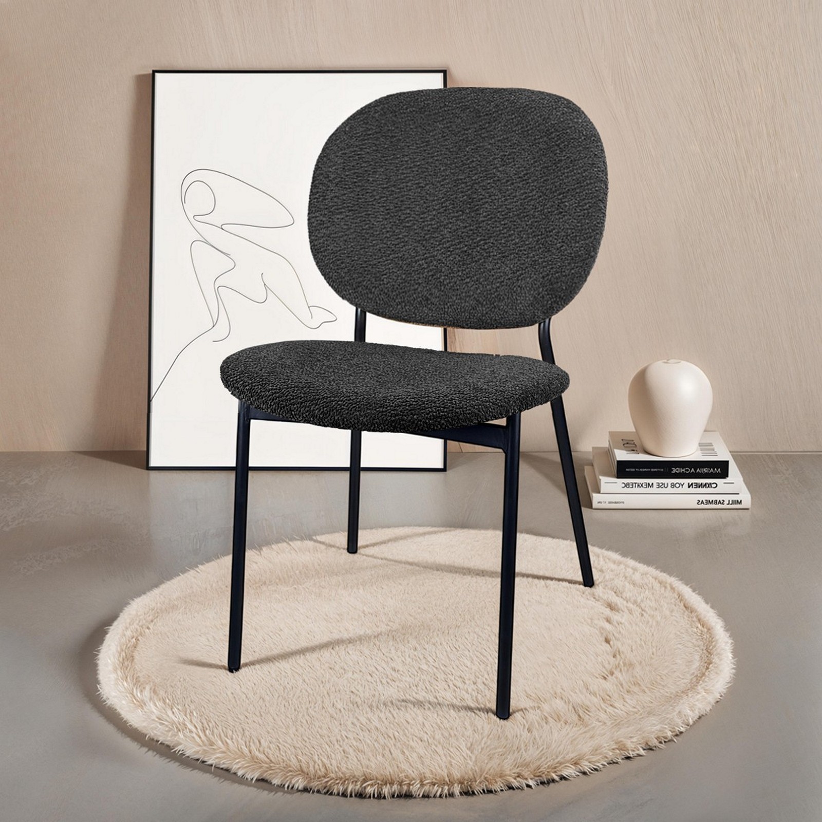 Sedia JADA ANTRACITE tessuto Antracite struttura metallo Nero opaco H81 L47 P58