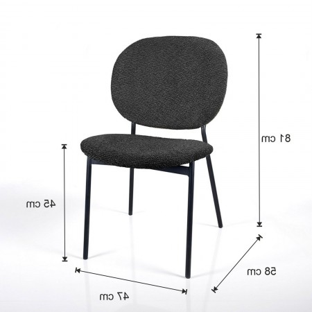 Sedia JADA ANTRACITE tessuto Antracite struttura metallo Nero opaco H81 L47 P58