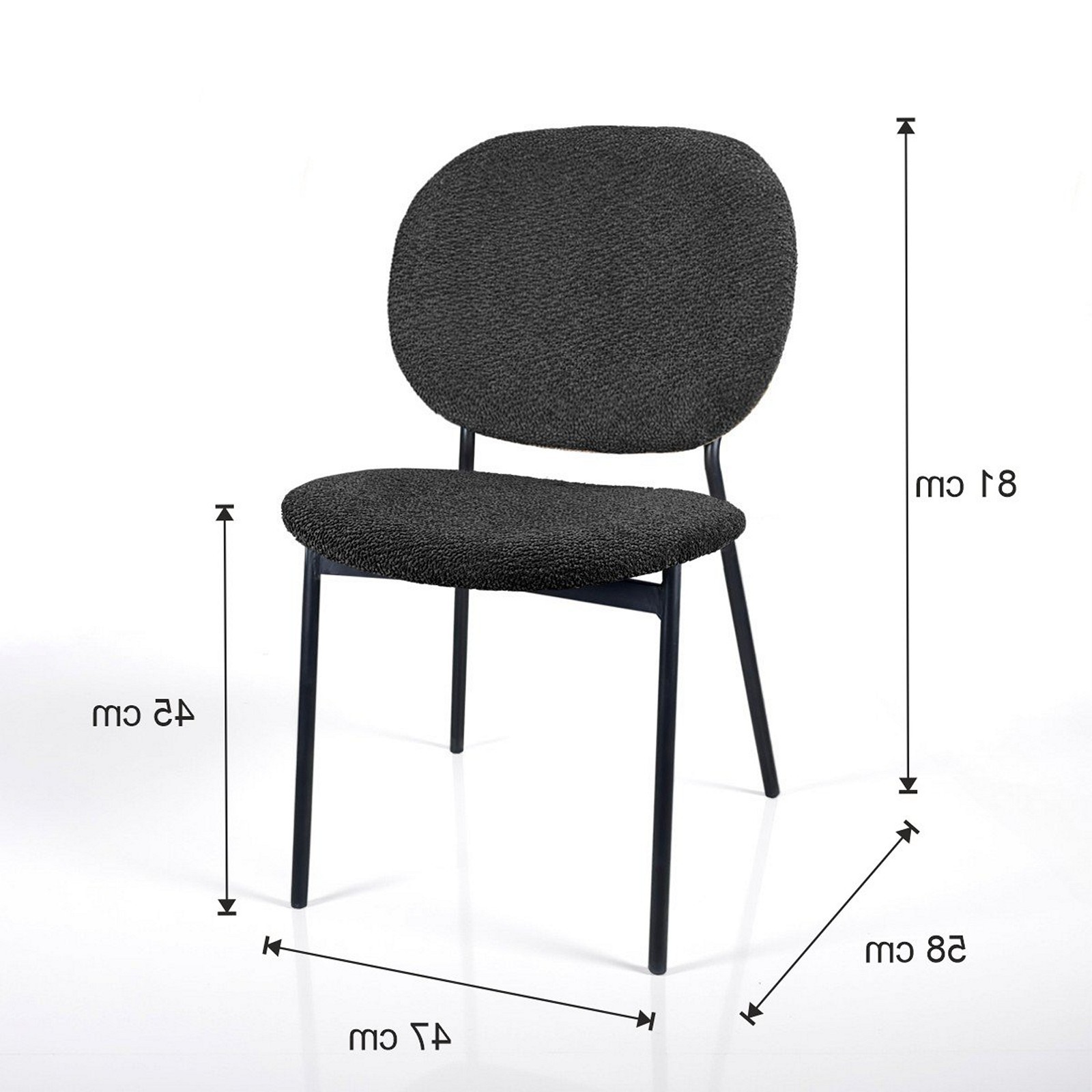Sedia JADA ANTRACITE tessuto Antracite struttura metallo Nero opaco H81 L47 P58