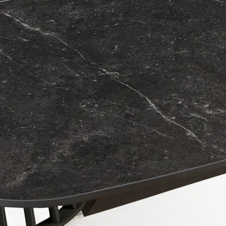 Tavolo allungabile BALDON MARMO NERO  basamento metallo Grigio piano ceramica finitura marmo Nero cm H75,5 P100 L200/250/300