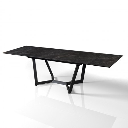 Tavolo allungabile LORD 100 MARMO NERO basamento in metallo Grigio piano ceramica finitura Marmo Nero cm H76 P100 L200/250/300