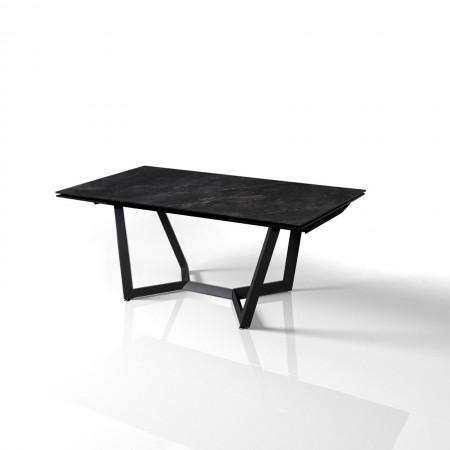 Tavolo allungabile LORD 100 MARMO NERO basamento in metallo Grigio piano ceramica finitura Marmo Nero cm H76 P100 L200/250/300