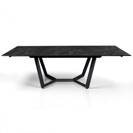 Tavolo allungabile LORD 100 MARMO NERO basamento in metallo Grigio piano ceramica finitura Marmo Nero cm H76 P100 L200/250/300