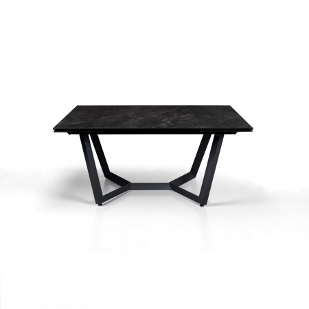 Tavolo allungabile LORD 100 MARMO NERO basamento in metallo Grigio piano ceramica finitura Marmo Nero cm H76 P100 L200/250/300