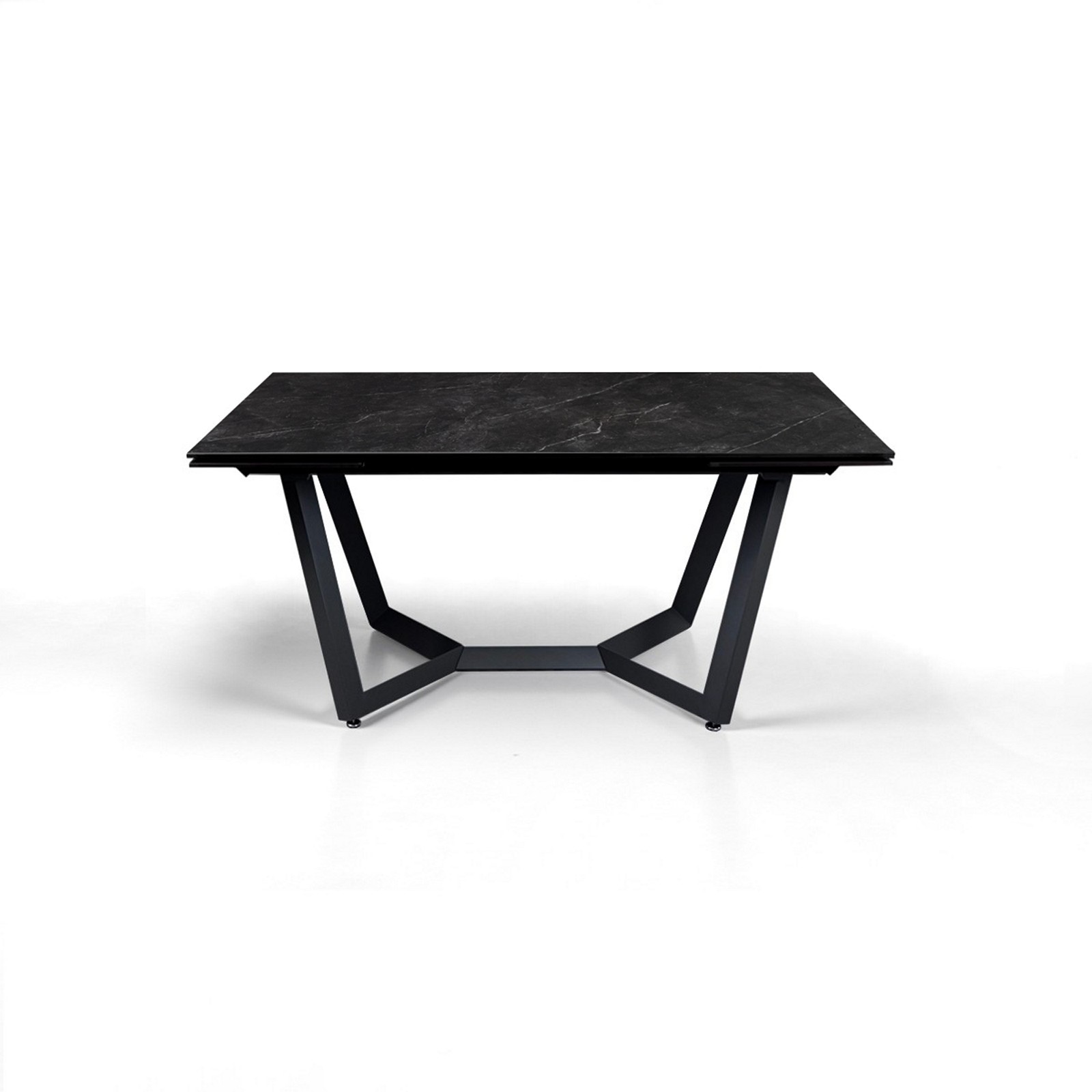 Tavolo allungabile LORD 100 MARMO NERO basamento in metallo Grigio piano ceramica finitura Marmo Nero cm H76 P100 L200/250/300