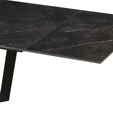 Tavolo allungabile LORD 100 MARMO NERO basamento in metallo Grigio piano ceramica finitura Marmo Nero cm H76 P100 L200/250/300