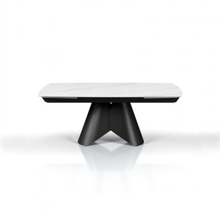 Tavolo allungabile ROMEO 200 MARMO BIANCO - GRIGIO basamento metallo piano ceramica finitura marmo cmH76 P100 L.200/250/300