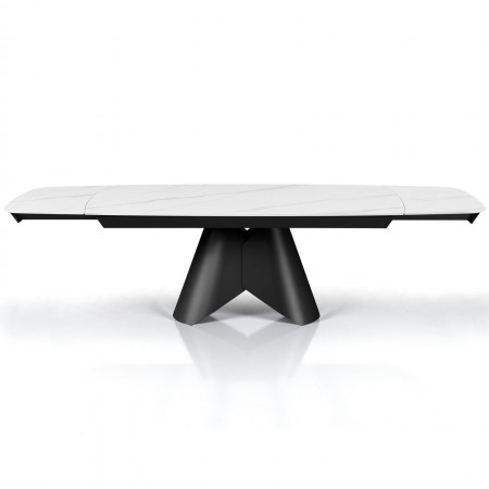 Tavolo allungabile ROMEO 200 MARMO BIANCO - GRIGIO basamento metallo piano ceramica finitura marmo cmH76 P100 L.200/250/300