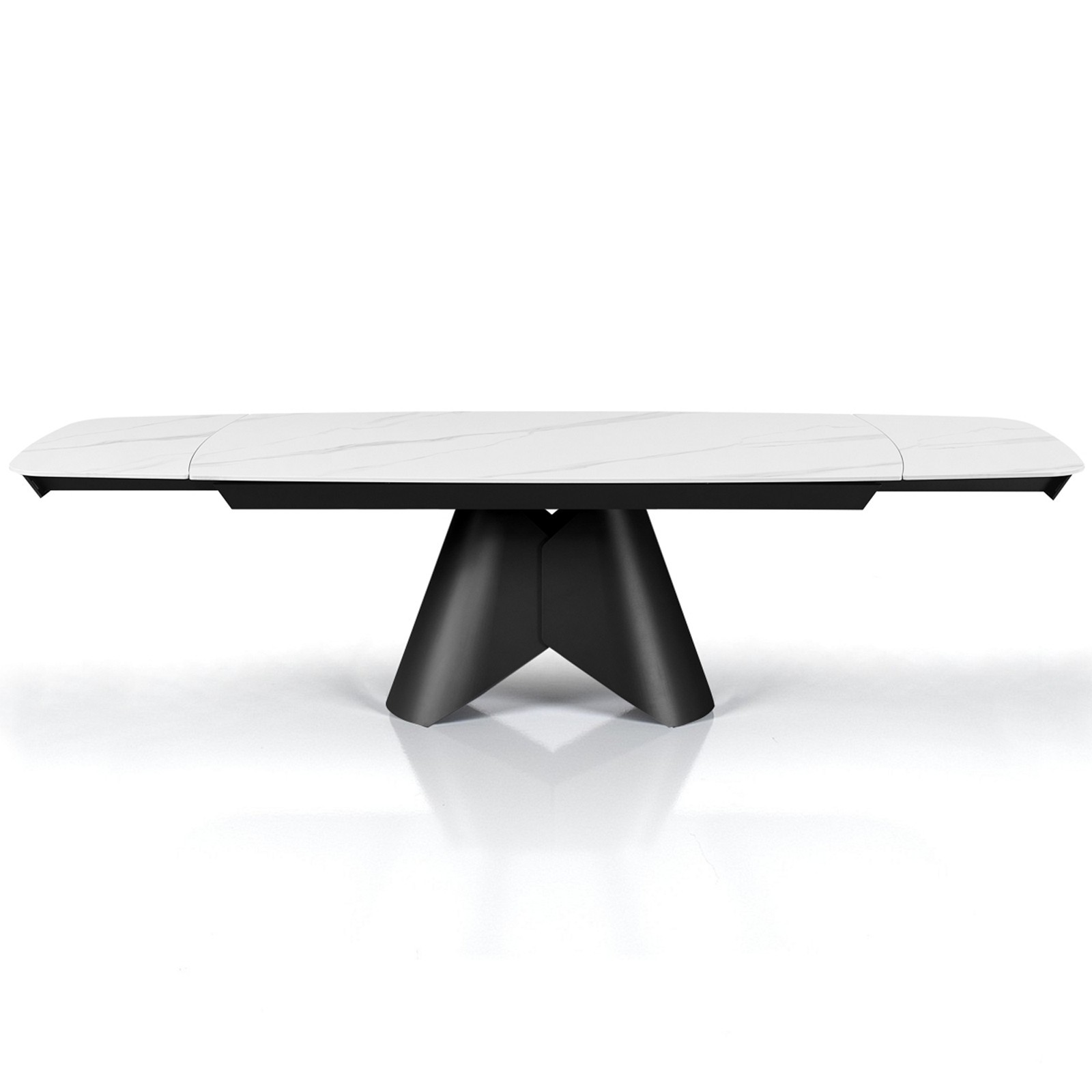 Tavolo allungabile ROMEO 200 MARMO BIANCO - GRIGIO basamento metallo piano ceramica finitura marmo cmH76 P100 L.200/250/300