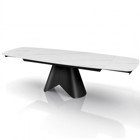 Tavolo allungabile ROMEO 200 MARMO BIANCO - GRIGIO basamento metallo piano ceramica finitura marmo cmH76 P100 L.200/250/300