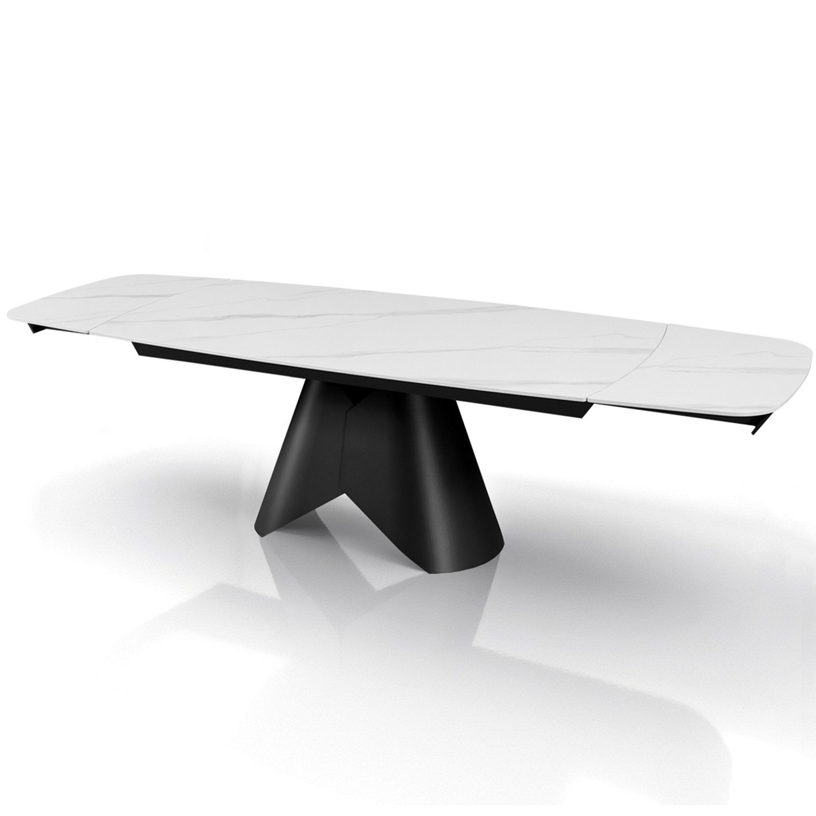 Tavolo allungabile ROMEO 200 MARMO BIANCO - GRIGIO basamento metallo piano ceramica finitura marmo cmH76 P100 L.200/250/300