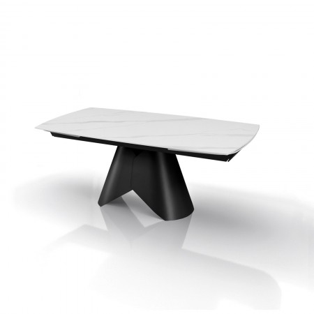 Tavolo allungabile ROMEO 200 MARMO BIANCO - GRIGIO basamento metallo piano ceramica finitura marmo cmH76 P100 L.200/250/300