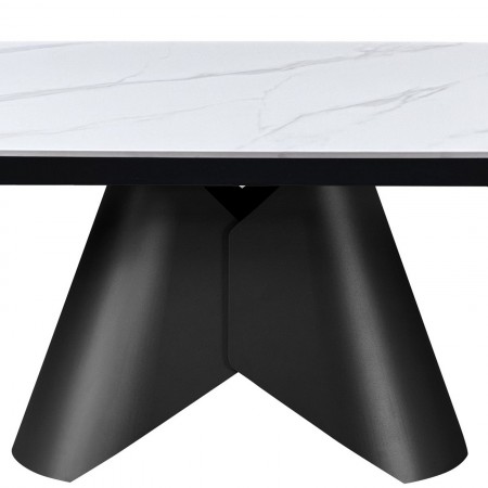 Tavolo allungabile ROMEO 200 MARMO BIANCO - GRIGIO basamento metallo piano ceramica finitura marmo cmH76 P100 L.200/250/300