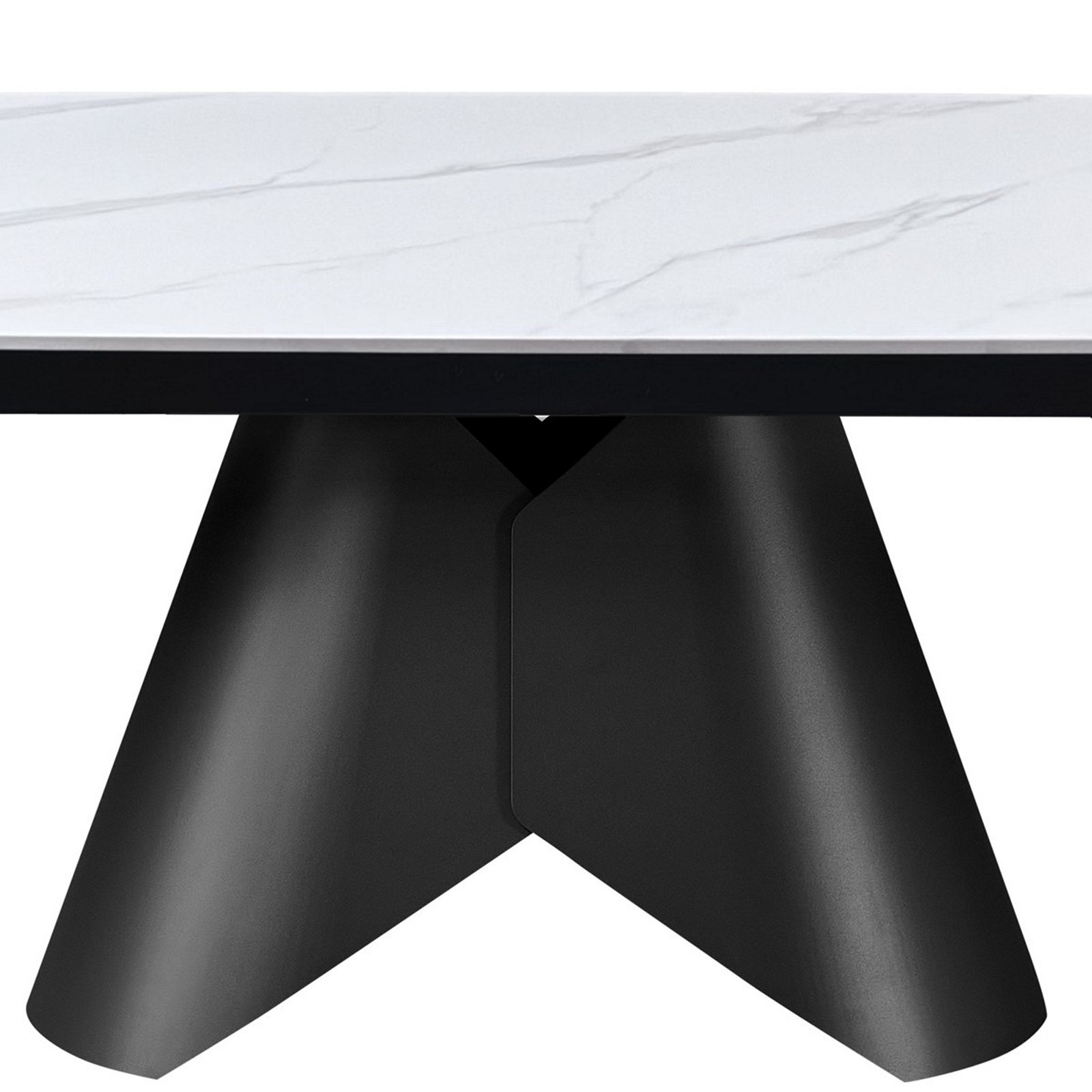 Tavolo allungabile ROMEO 200 MARMO BIANCO - GRIGIO basamento metallo piano ceramica finitura marmo cmH76 P100 L.200/250/300