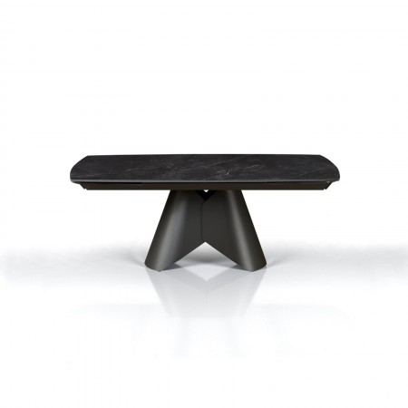 Tavolo allungabile ROMEO 200 MARMO NERO basamento metallo Grigio piano ceramica finitura marmo Nero cmH76 P100 L.200/250/300