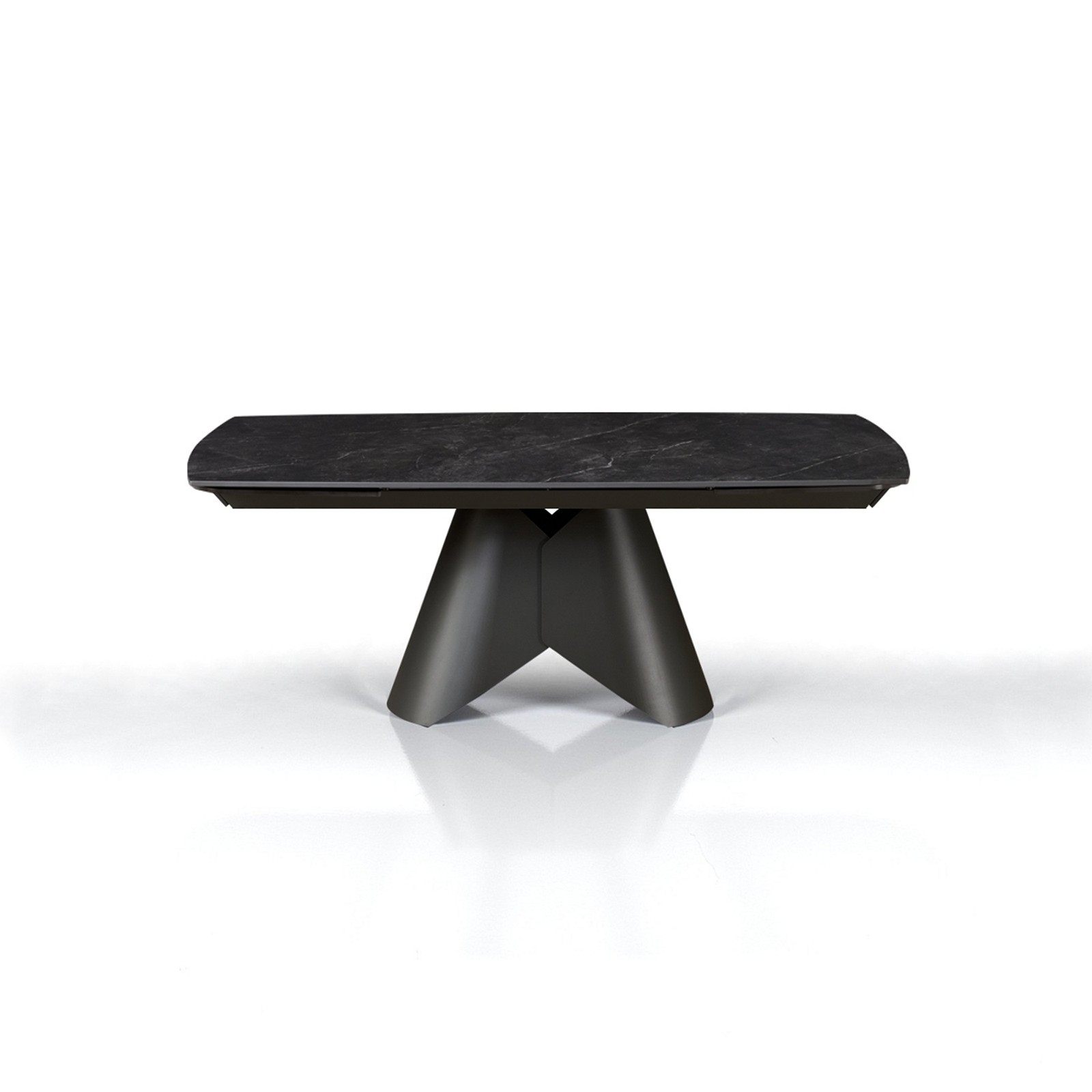 Tavolo allungabile ROMEO 200 MARMO NERO basamento metallo Grigio piano ceramica finitura marmo Nero cmH76 P100 L.200/250/300