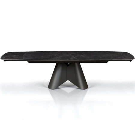 Tavolo allungabile ROMEO 200 MARMO NERO basamento metallo Grigio piano ceramica finitura marmo Nero cmH76 P100 L.200/250/300