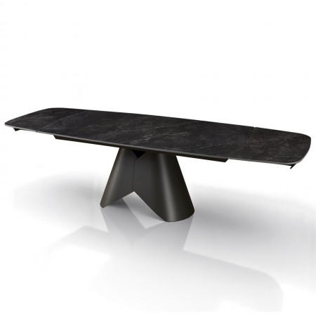 Tavolo allungabile ROMEO 200 MARMO NERO basamento metallo Grigio piano ceramica finitura marmo Nero cmH76 P100 L.200/250/300