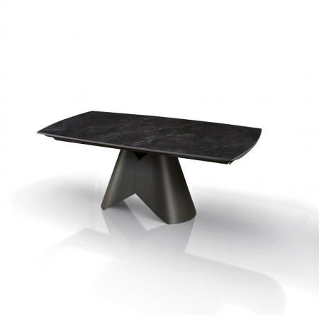 Tavolo allungabile ROMEO 200 MARMO NERO basamento metallo Grigio piano ceramica finitura marmo Nero cmH76 P100 L.200/250/300