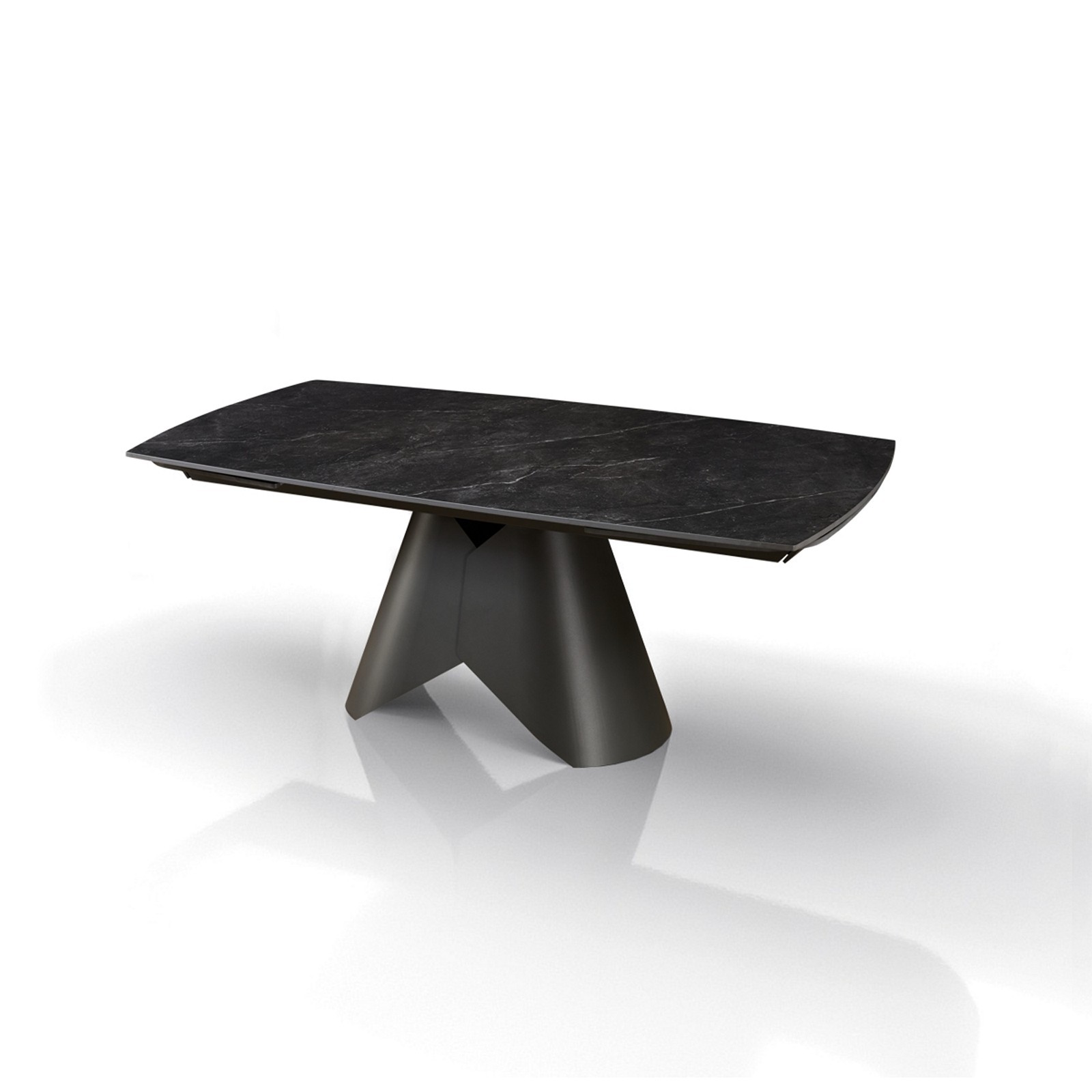 Tavolo allungabile ROMEO 200 MARMO NERO basamento metallo Grigio piano ceramica finitura marmo Nero cmH76 P100 L.200/250/300