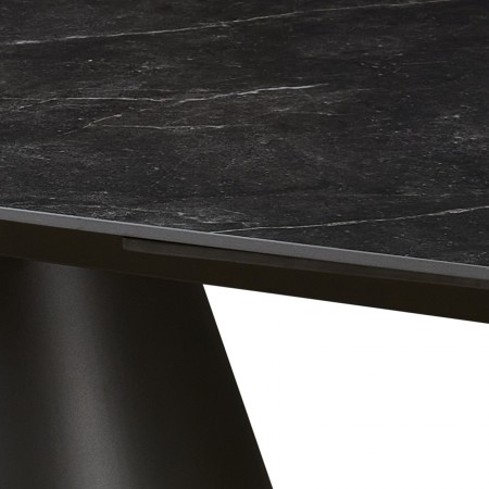 Tavolo allungabile ROMEO 200 MARMO NERO basamento metallo Grigio piano ceramica finitura marmo Nero cmH76 P100 L.200/250/300