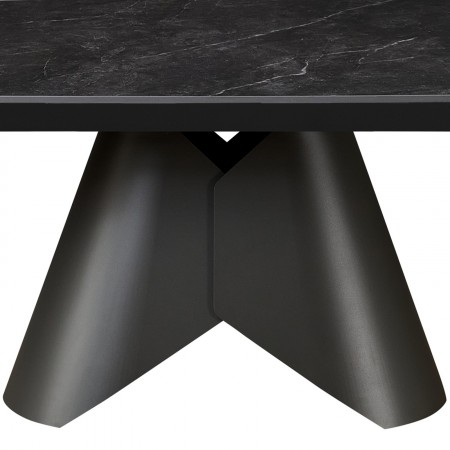 Tavolo allungabile ROMEO 200 MARMO NERO basamento metallo Grigio piano ceramica finitura marmo Nero cmH76 P100 L.200/250/300