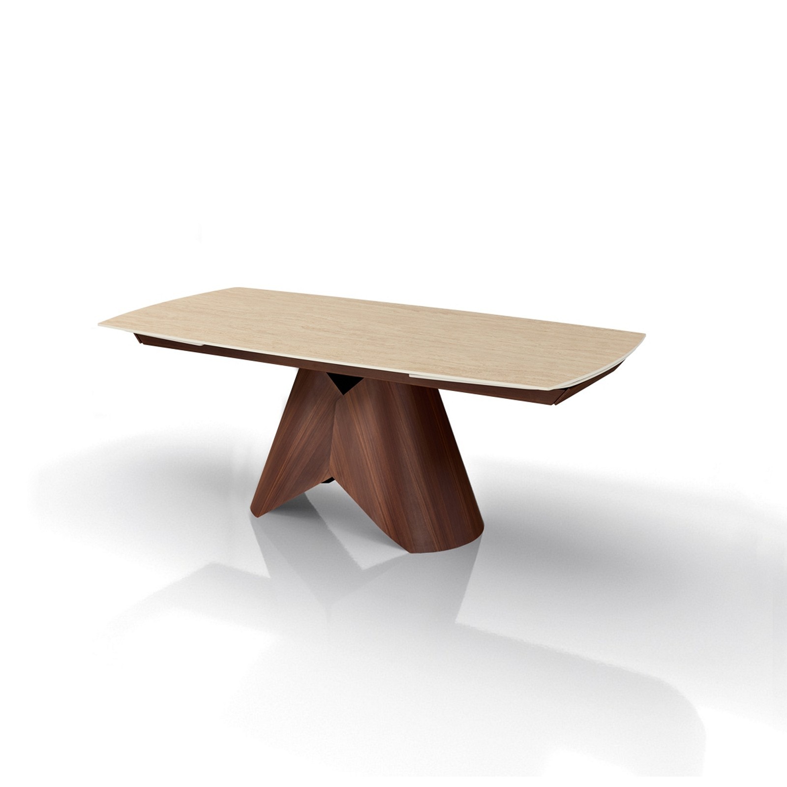 Tavolo allungabile ROMEO 200 TRAVERTINO - NOCE basamento metallo Noce piano ceramica finitura marmo cmH76 P100 L.200/250/300