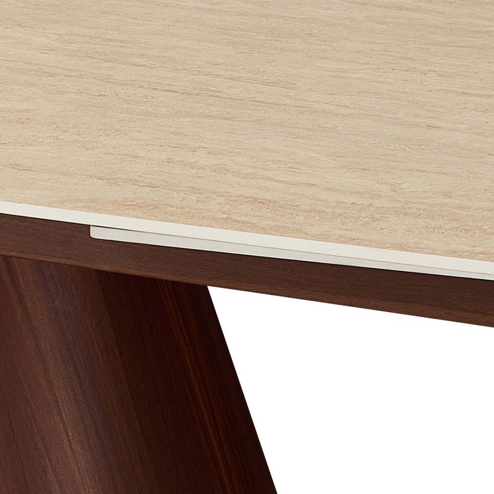 Tavolo allungabile ROMEO 200 TRAVERTINO - NOCE basamento metallo Noce piano ceramica finitura marmo cmH76 P100 L.200/250/300