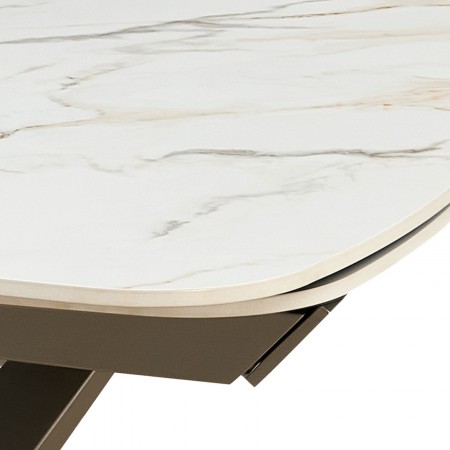 Tavolo allungabile LOU MARMO ONICE - PLATINO basamento metallo Platino piano ceramica finitura marmo cmH76,5 P100 L200/250/300