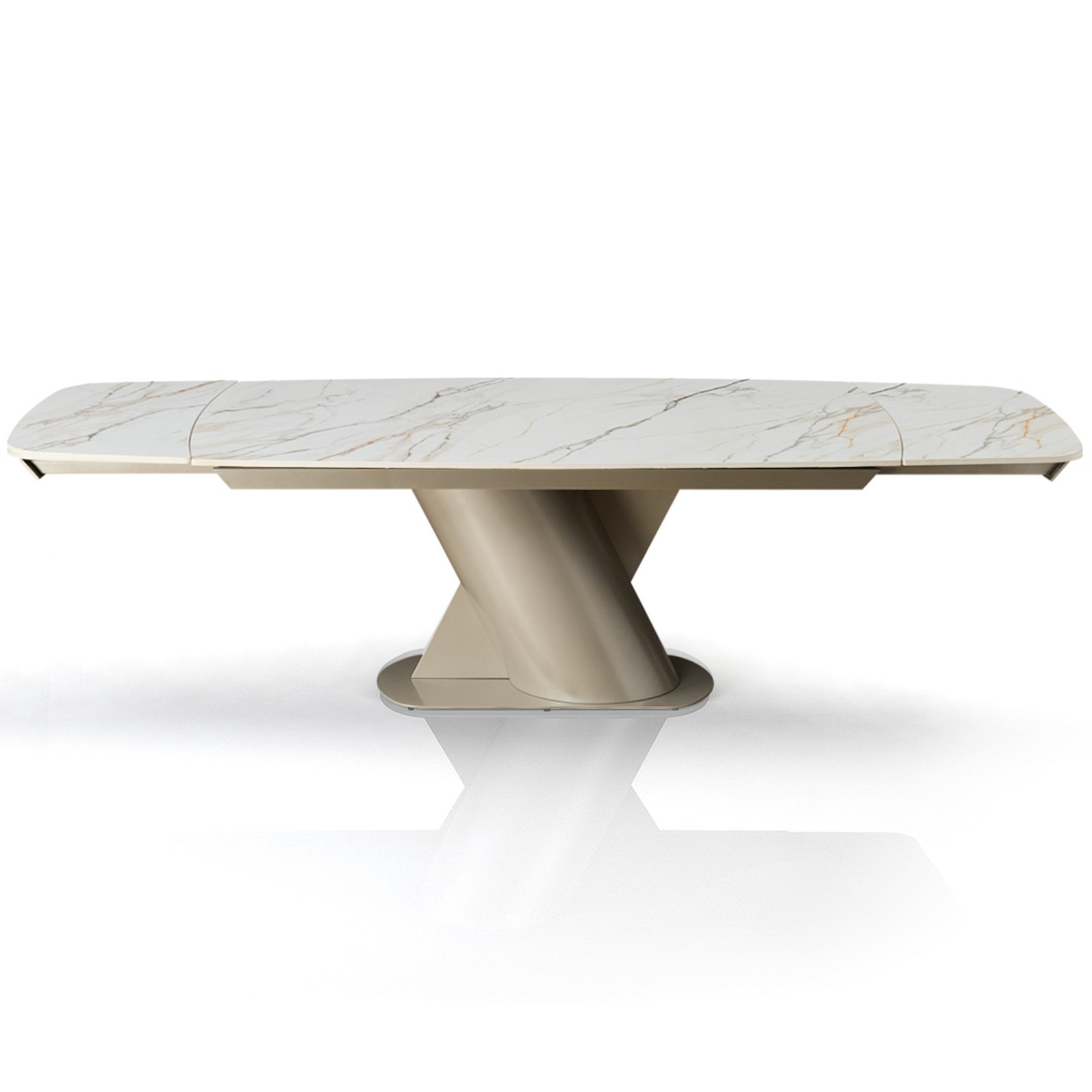 Tavolo allungabile  PIN 200 MARMO ONICE - PLATINO basamento metallo Platino piano ceramica finitura Marmo H75 P100 L200/250/300