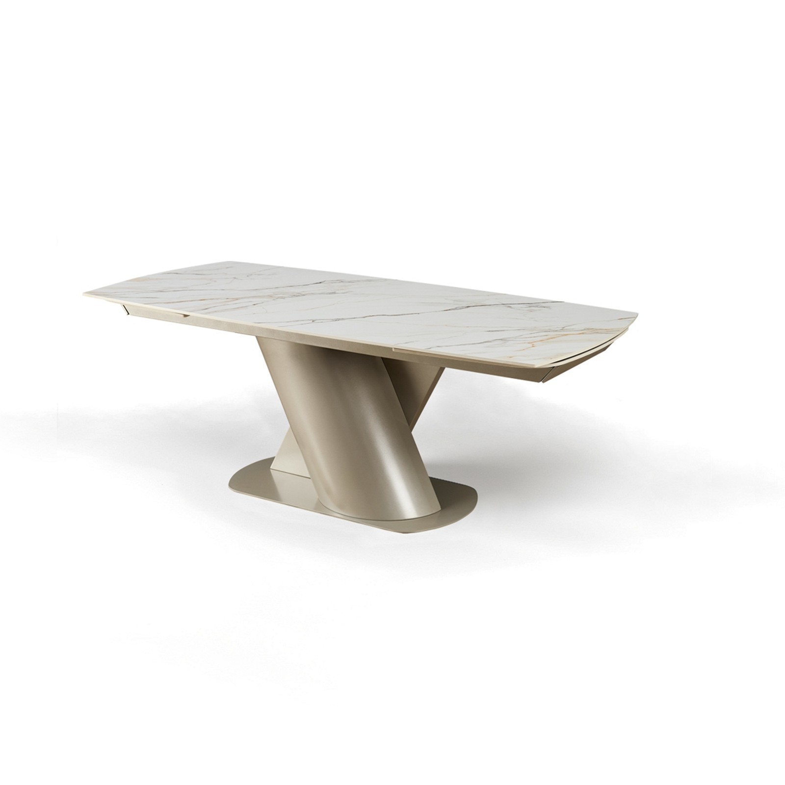 Tavolo allungabile  PIN 200 MARMO ONICE - PLATINO basamento metallo Platino piano ceramica finitura Marmo H75 P100 L200/250/300