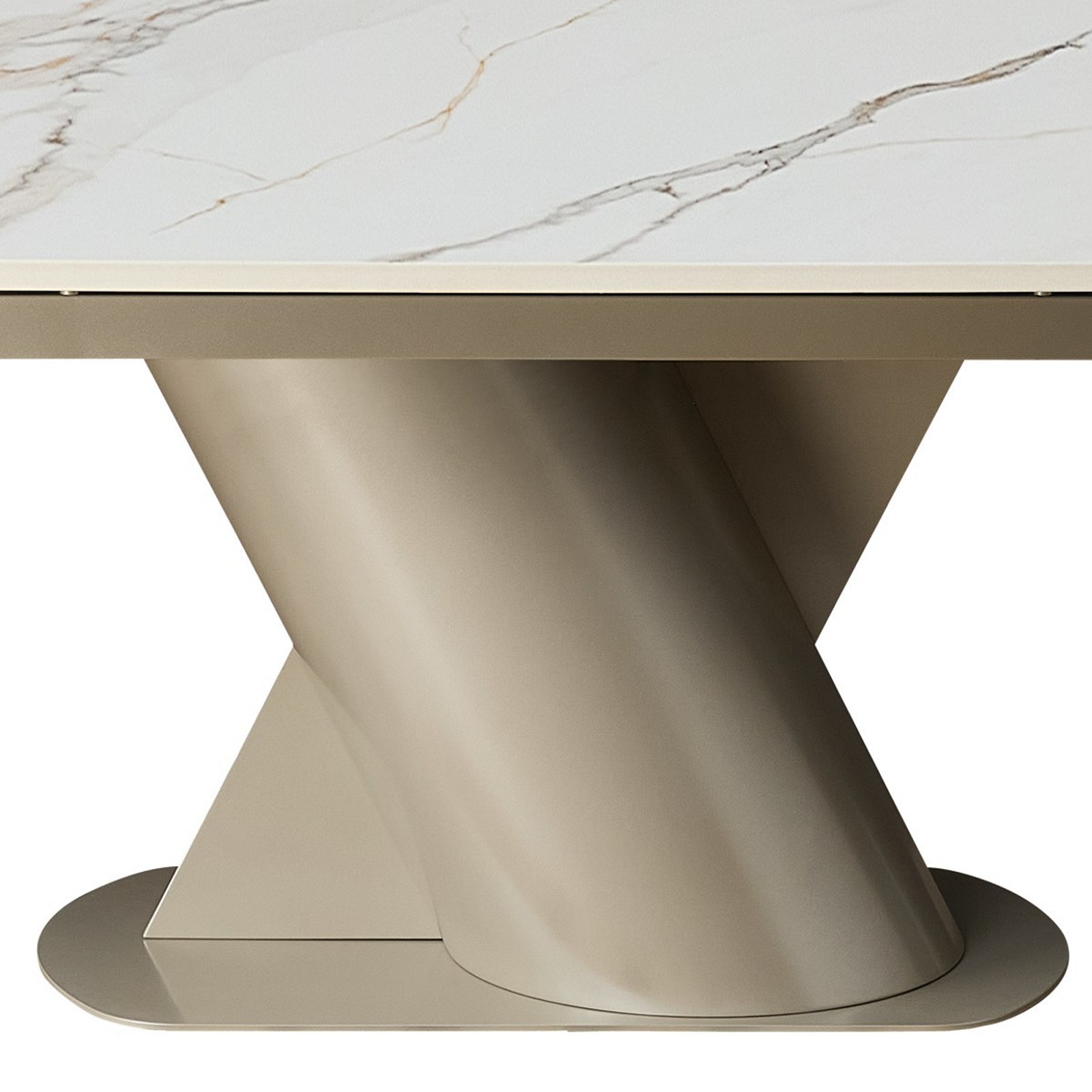 Tavolo allungabile  PIN 200 MARMO ONICE - PLATINO basamento metallo Platino piano ceramica finitura Marmo H75 P100 L200/250/300