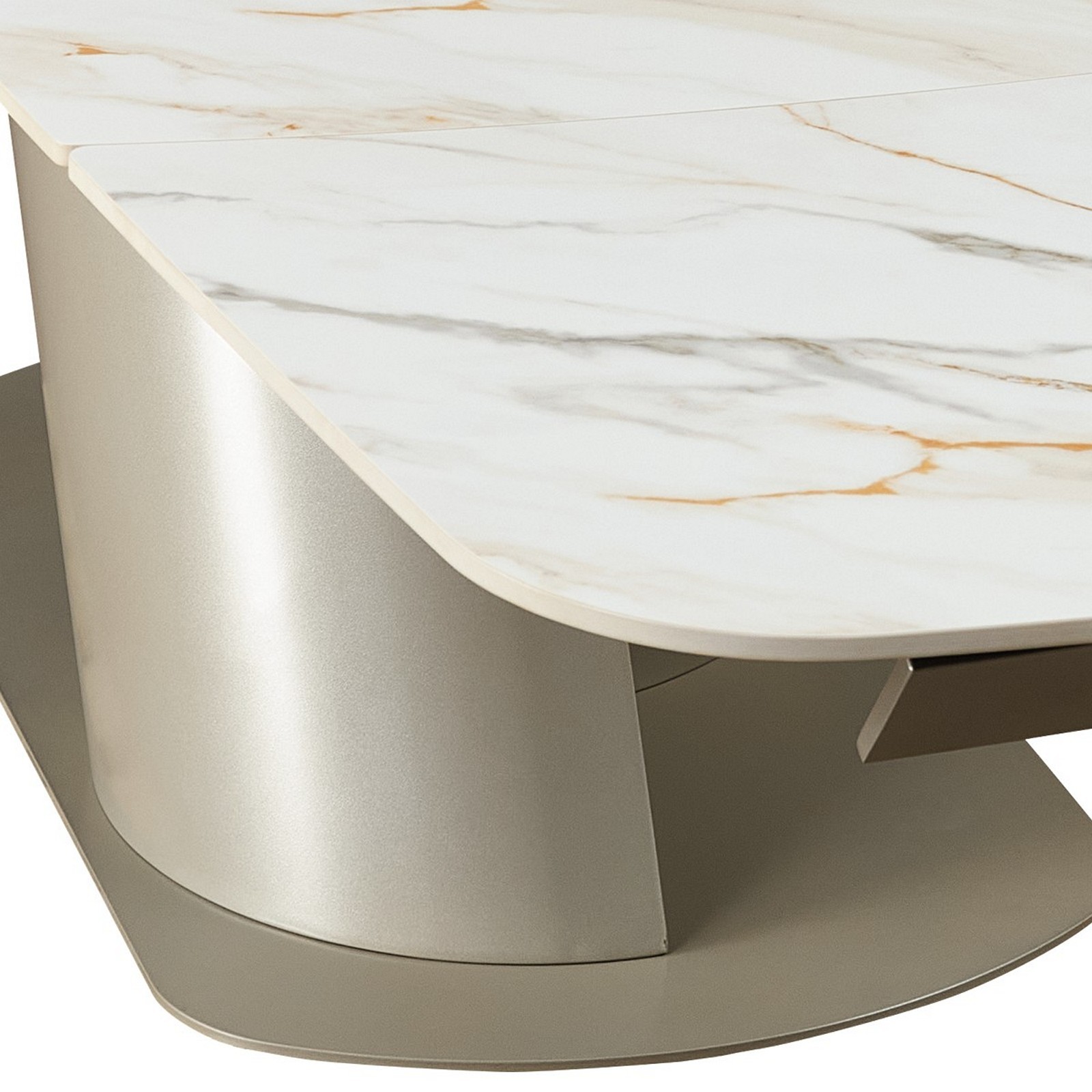 Tavolo allungabile  PIN 200 MARMO ONICE - PLATINO basamento metallo Platino piano ceramica finitura Marmo H75 P100 L200/250/300