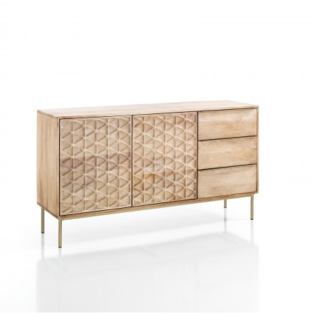 Madia 2 ante 3 cassetti GIARDO legno massello di Mango prodotto artigianale cm H80 L144 P40