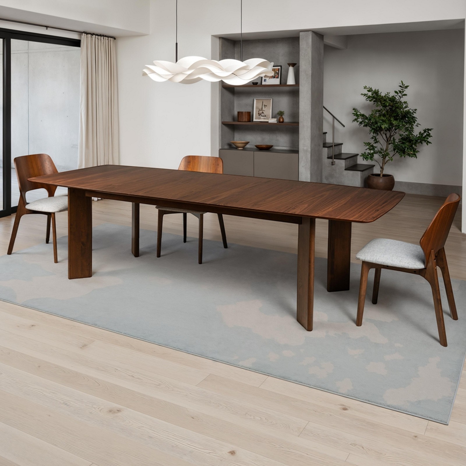 Tavolo allungaile BORGO struttura legno massello finitura Noce scuro piano MDF impiallacciato finitura Noce cm H75 P105 L200-260