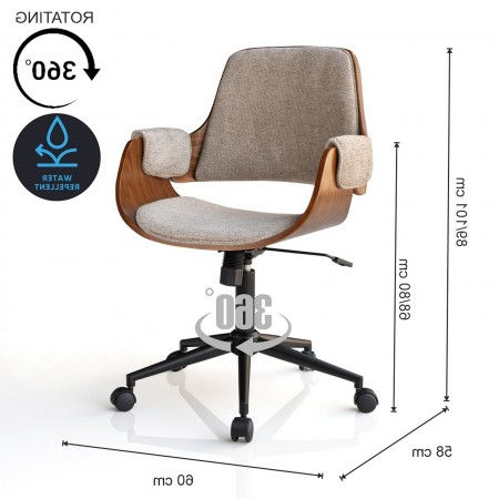 Poltrona da ufficio AWA NOCE  TORTORA legno finitura Noce tessuto Tortora WATER REPELLENT base metallo Nero cmH89/101 L60 P58