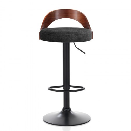 Sgabello ELMO NOCE NERO legno finitura Noce tessuto Nero WATER REPELLENT struttura metallo Nero opaco cm H76/96 L43 P43