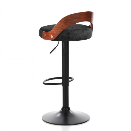 Sgabello ELMO NOCE NERO legno finitura Noce tessuto Nero WATER REPELLENT struttura metallo Nero opaco cm H76/96 L43 P43