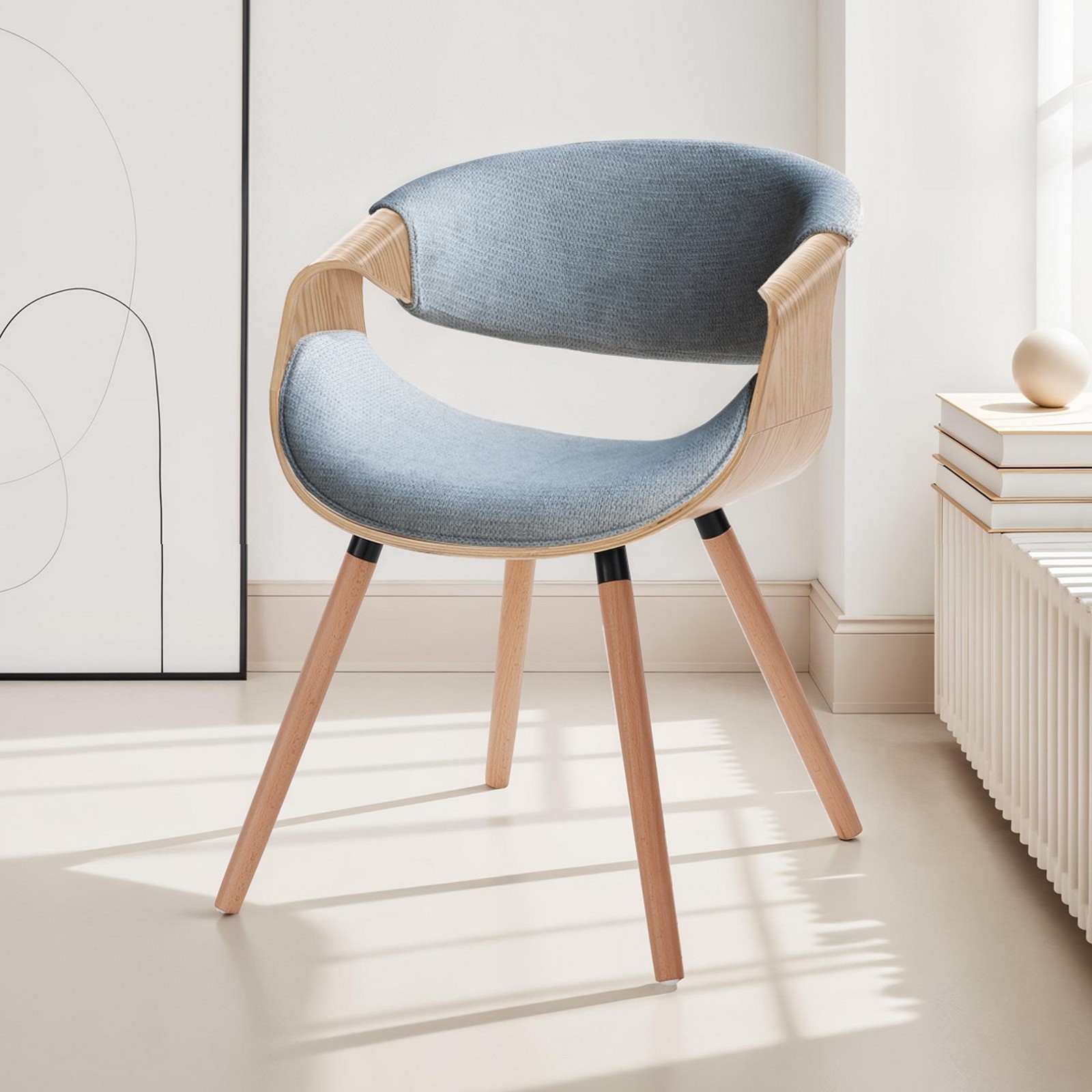 Sedia CAMBRIDGE 2 ROVERE GRIGIA legno finitura Rovere tessuto Grigio WATER REPELLENT gambe legno finitura Rovere cm H72 L53 P59