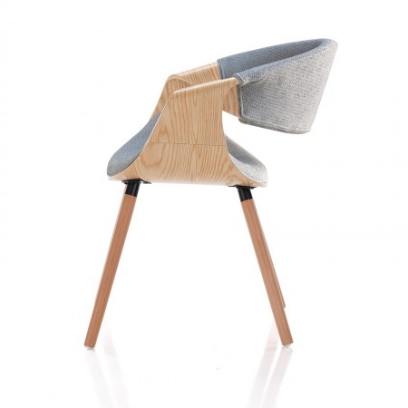 Sedia CAMBRIDGE 2 ROVERE GRIGIA legno finitura Rovere tessuto Grigio WATER REPELLENT gambe legno finitura Rovere cm H72 L53 P59