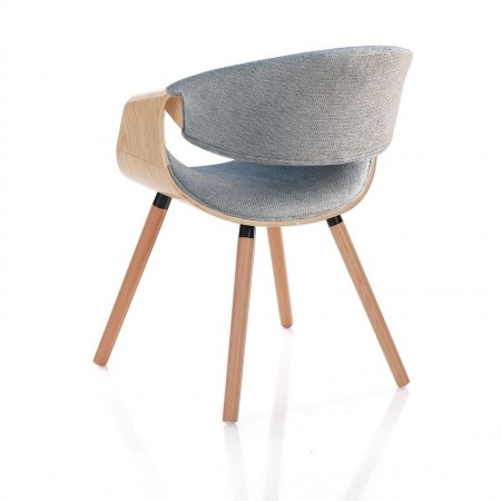 Sedia CAMBRIDGE 2 ROVERE GRIGIA legno finitura Rovere tessuto Grigio WATER REPELLENT gambe legno finitura Rovere cm H72 L53 P59