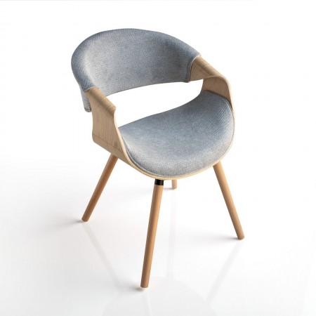 Sedia CAMBRIDGE 2 ROVERE GRIGIA legno finitura Rovere tessuto Grigio WATER REPELLENT gambe legno finitura Rovere cm H72 L53 P59