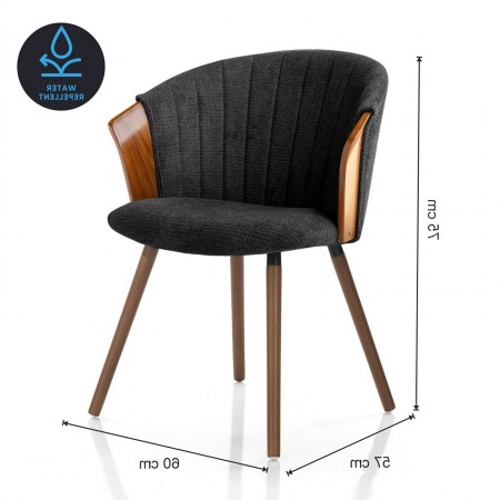 Sedia VERONIKA NOCE NERA legno  finitura Noce gambe legno massello finitura Noce  tessuto NERO WATER REPELLENT H75 L60 P57