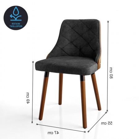 Sedia NATISHA NOCE / NERA legno finitura Noce gambe legno finitura Noce tessuto Nero WATER REPELLENT H80 L47 P55