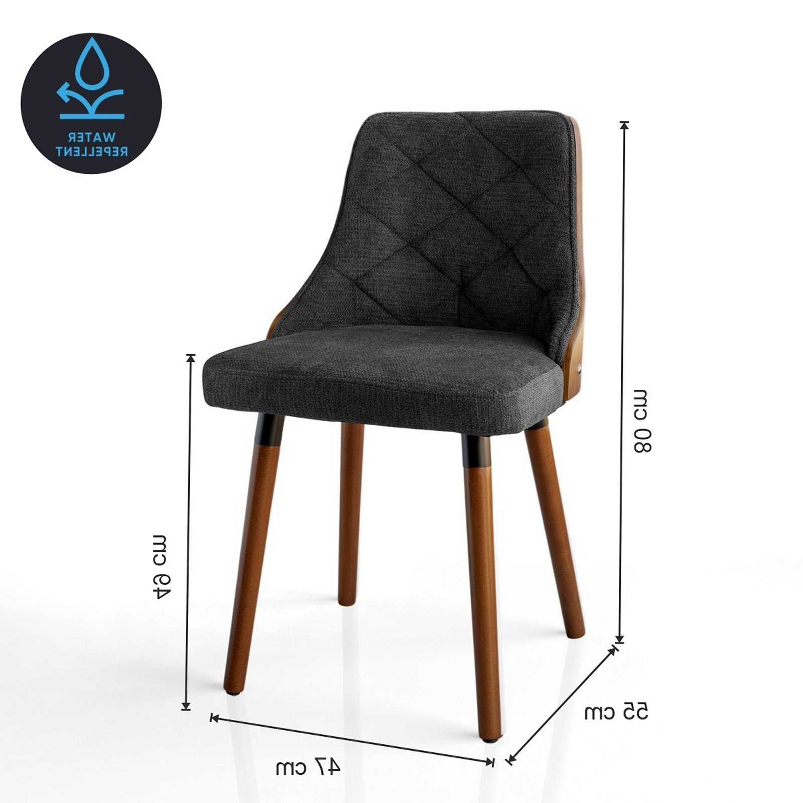 Sedia NATISHA NOCE / NERA legno finitura Noce gambe legno finitura Noce tessuto Nero WATER REPELLENT H80 L47 P55