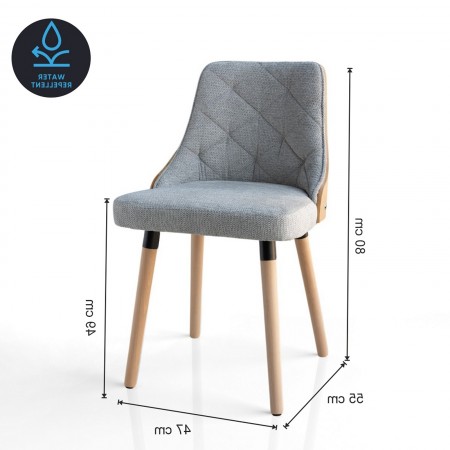 Sedia NATISHA ROVERE / GRIGIA legno finitura Rovere gambe legno finitura Rovere tessuto Grigio WATER REPELLENT H80 L47 P55